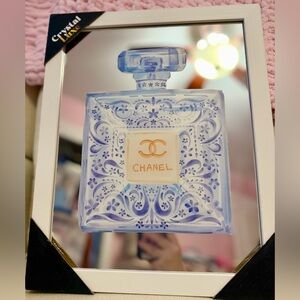 NEW - Blue and Gold Decorative Perfume Bottle Wall Art